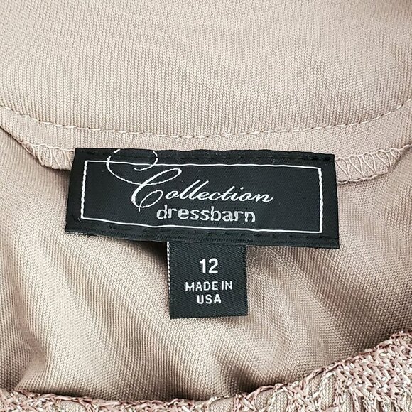 Dressbarn Cocktail Dress Size 12 Champaign Sleeveless Sheath Dress Fringe - Picture 10 of 10